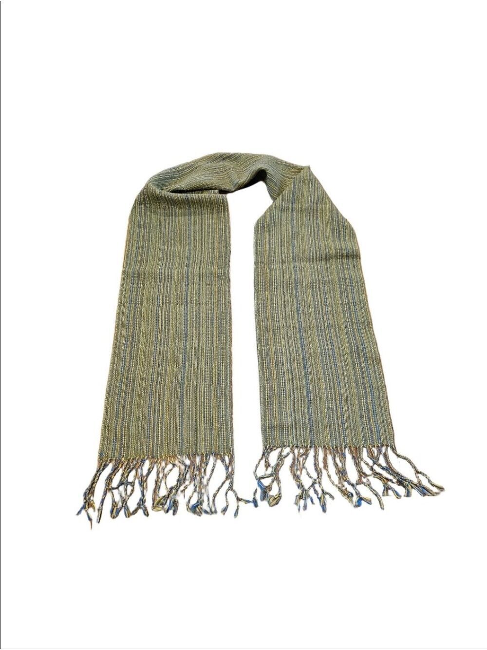 ASARBOLSEM ALPACA SUPERFINE GREEN, BLUE, YELLOW SUPER SOFT FRINGED SCARF